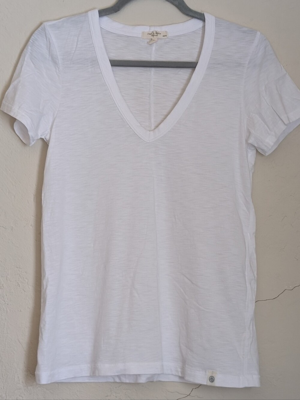Rag & Bone New York White V-Neck Short Sleeve Organic Cotton Knit T-Shirt XS